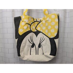 Disney Loungefly Minnie Mouse Canvas Tote Bag Yellow Ribbon w/flaw
